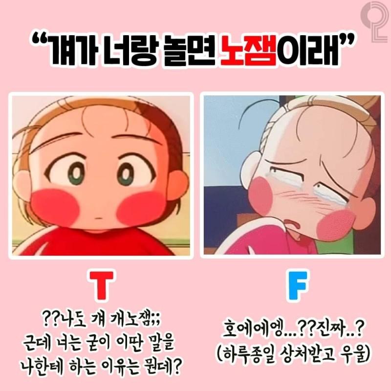 MBTI, T와 F 차이 - 아따아따,단비,노잼